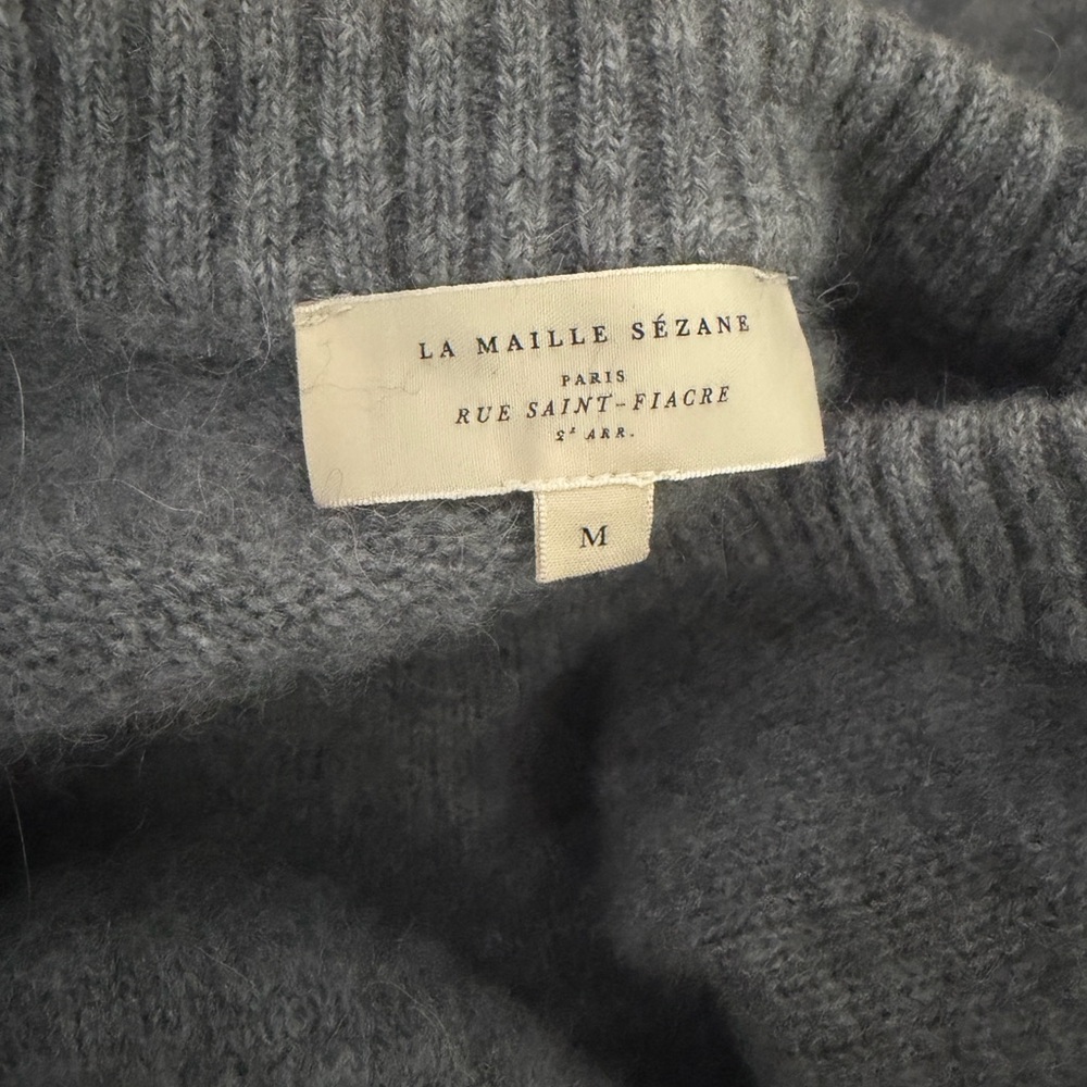 Sezane Amiel Grey Crewneck Cashmere-Blend Sweater - Picture 3 of 3